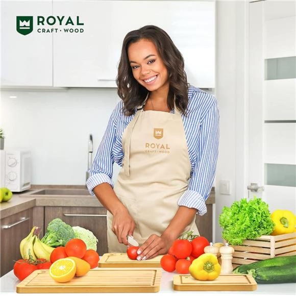 Wooden Serving Boards for Kitchen Meal Prep & Serving -Bamboo Wood Serving Board - Picture 4 of 6